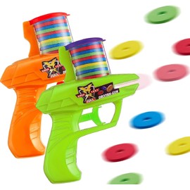 2 Pieces Foam Disc Launcher Zip Shot Shooter Disc Shooter (Orange, Green)