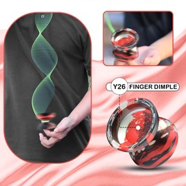 FETESNICE Y26 Professional Butterfly Yo-Yo - Dual Mode Responsive/Unresponsive Finger Spin Yoyo for Kids, Adults & Competition Players | Pro Yo-Yo with 10 Strings + Case & Gloves（Blue Red Sliver）