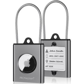 PROfezzion AirTag Case, Made of Aluminum Alloy, AirTag Cover, Includes Name Tag, Prevents Loss, Write Contact Methods for Recovering Luggage, Suitcase, For Outings, Business Trips, Travels, Airplanes,