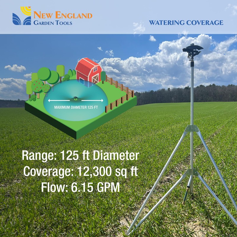 Heavy Duty Tripod Sprinkler 300003, Long Range Sprinkler with 125