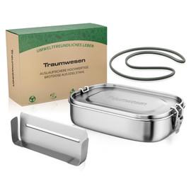 Traumwesome 1400 ml, Thick, Leak-Proof Stainless Steel Lunch Box, Plastic-Free, with Removable and Sliding Divider