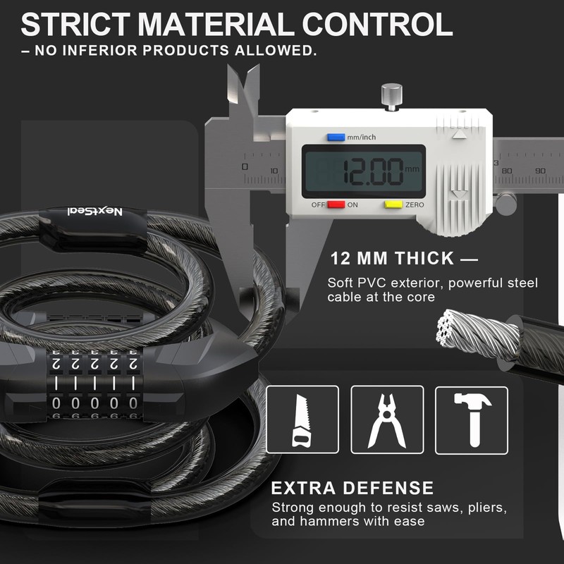 NextSeal Electric Scooter Lock, Bike Lock with 5-Digit Combination, 12MM