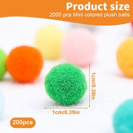GXGM 2000 Pieces 10mm Colorful Pom Poms Felt Balls Colorful Mini Pom Pom Decorations for DIY Crafts and Craft Decorations