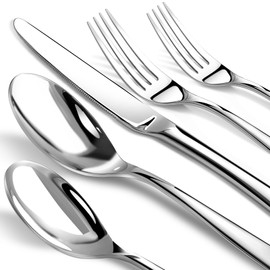 Silverware Set for 8, Heavy Duty 18/10 Stainless Steel Cutlery Set Flatware Set,40 Piece Premium Silverware, Mirror Polished Modern Cutlery include Fork Knife Spoon Set,Dishwasher Safe