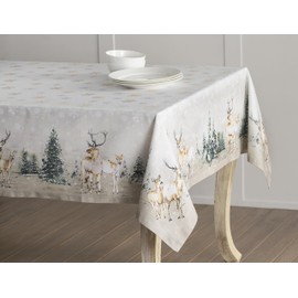 Maison d' Hermine Deer In The Woods 100% Cotton Tablecloth Kitchen Dining Table Cloth for Rectangle Tables Farmhouse Tabletop Cover for Parties, Wedding Thanksgiving/Christmas (140cm x 230cm)