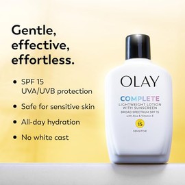 Face Moisturizer by Olay, Complete All Day Moisturizer With Sunscreen Broad Spectrum SPF 15 - Sensitive, 4 fl. Oz                                     