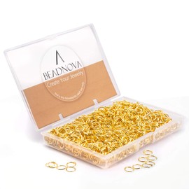 BEADNOVA 7mm Open Jump Rings for Jewelry Making Gold Jewelry Jump Rings for Keychains and Earrings (900Pcs)