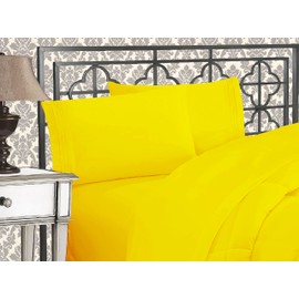 Elegant Comfort Luxurious 1500 Premium Hotel Quality Microfiber Three Line Embroidered Softest 4-Piece Bed Sheet Set, Wrinkle and Fade Resistant, Twin/Twin XL, Yellow