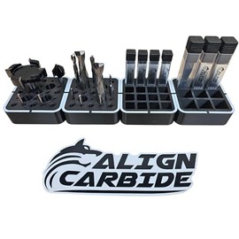 Align Carbide CNC Router Bit Storage Blocks - Qty (4) Blocks Included - CNC Router Bit Holder - Align Carbide Sticker Included.