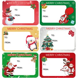 120Pack Christmas Labels Stickers 65 x 45mm Christmas Name Gift Label Xmas Tags Sticker Self-Adhesive Christmas Sticky Labels for Present Cards