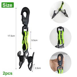 Qiyiche Pack of 2 Fire Brigade Glove Holders, Double Clip Glove Clips, with Hiking Buckle Glove Holder, for Hanging Gloves, Protective Helmets, Towels (Green)