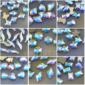 AD Beads Top Czech AB Crystal Flatback Rhinestone Nail Art Decoration Multi Shape (S11 Rhombus 5x8mm, 100 Pcs)