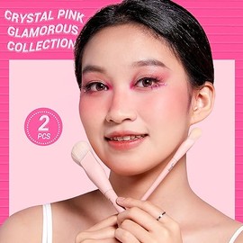 Jessup Brocha para Base y Brocha Correctora, Juego Brochas Maquillaje Rosa, 2pcs Pinceles Maquillaje Facial para Base,Polvo,Crema Líquida Pinceles de Cara,Sintéticas Primera Calidad, T497