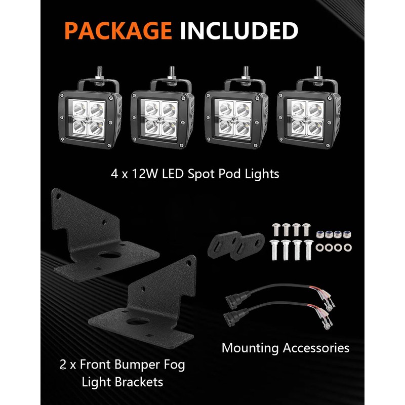 ADTOPI 3 Inch LED Spot Pod Lights and Hidden Front