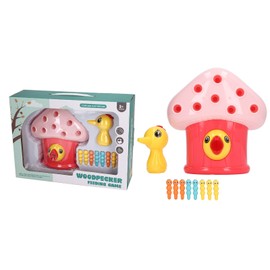 Magnetic Birds Worm Toys Fine Motor Skills Sensory Development Bird Feeding Game for Kids Toddlers Pink