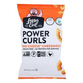 UD_Lesser Evil Power Curls Case of 12-4 oz Grain Snacks No-Cheese Cheesiness