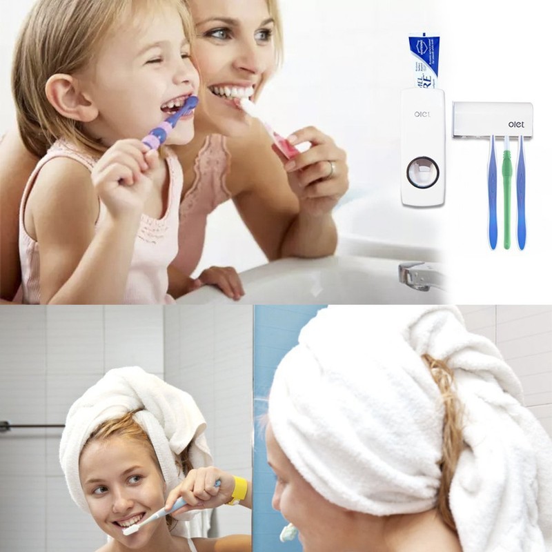 TOWOMO Olet Automatischer Zahnpastaspender, Zahnpastapresse und Zahnbürstenhalter Set (Set mit