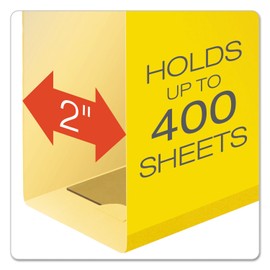 Pendaflex 4152X2YEL Reinforced 2-Inch Extra Capacity Hanging Folders, 1/5 Tab, Letter, Yellow, 25/Box