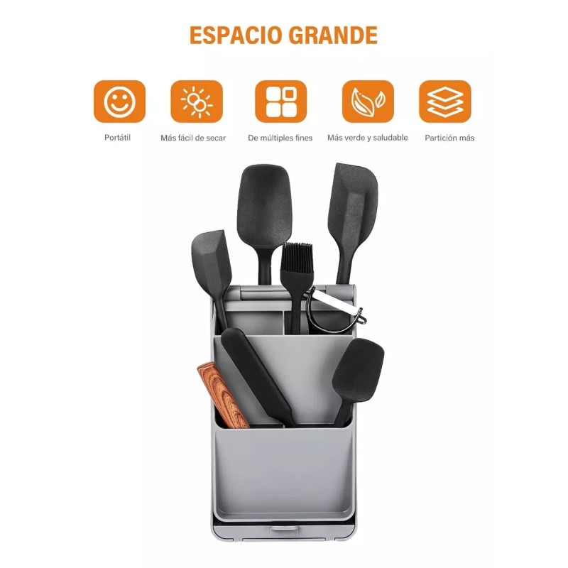 Seasky Porta Cubiertos 8 Compartimentos Soporte Tapa Ollas 2 Caras