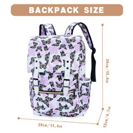 MCWTH Butterfly School Backpack for Girls Women, 15.6 inch Laptop Backpacks Bookbags for College Travel