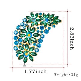 XGALBLA Women's Austrian Crystal Wedding Flower Leaf Shape Bouquet Large Big Brooch Pin, Metal Crystal Rhinestone, crystal,
