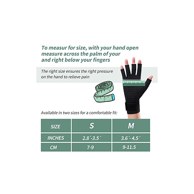 Copper Compression Arthritis Gloves with Strap, Best Copper Infused Glove