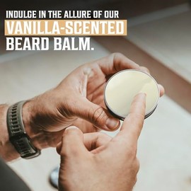 Viking Revolution- Bálsamo para barba con vainilla especiada - Manteca para barba con aceite de argán, suavizante de barba para hombres con aceite de jojoba - Hidratante para barba para hombres con ce
