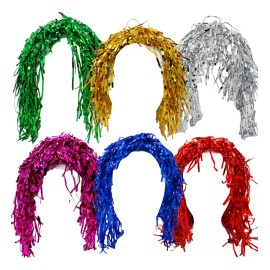 Pack de 10 Pelucas Metálicas de Papel para Fiestas y Batucadas, Colores Surtidos