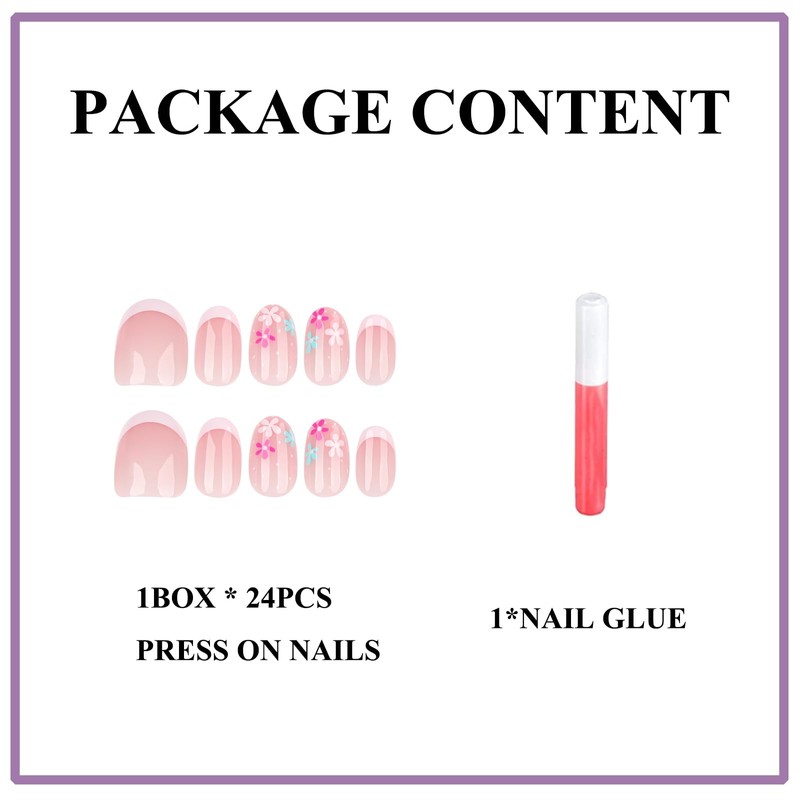 MERVF Press on Nails Short Oval Fake Nail Light Pink