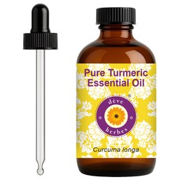 dève herbes Turmeric Essential Oil (Curcuma Longa) with Glass Dropper | Pure | Non-Sticky | Non-Greasy | Lightweight | Men & Women | All Skin Types | Steam Distilled 120ml (4 oz)