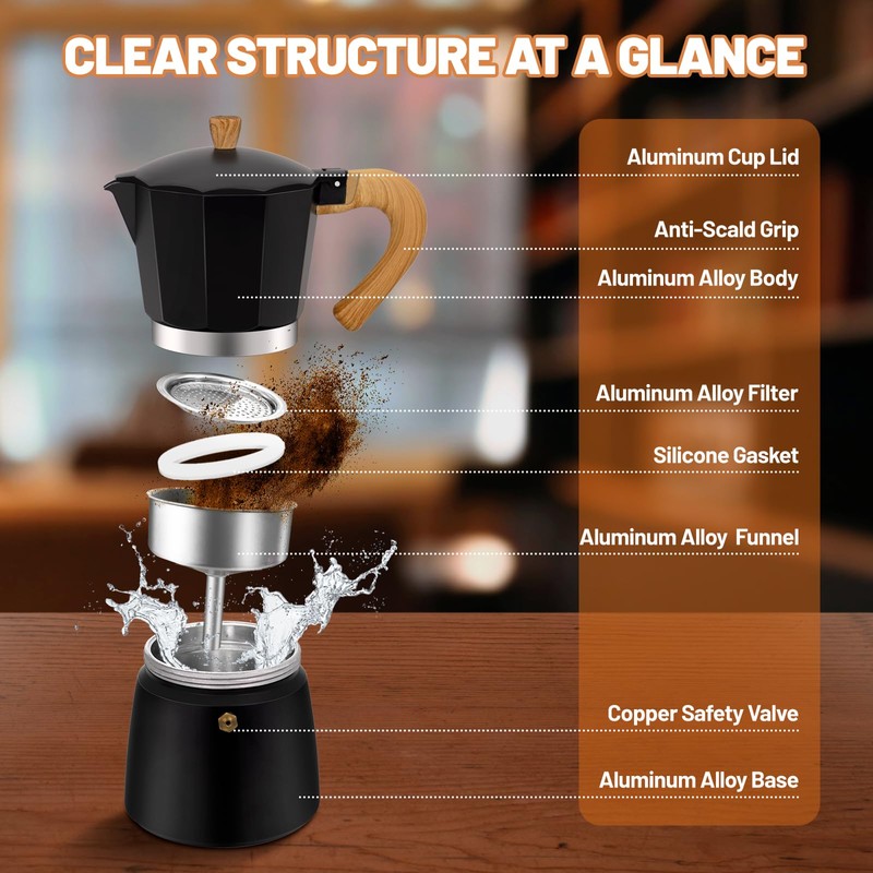 DITOSH 12 Cup Aluminum Espresso Stovetop Moka Pot Express Coffee