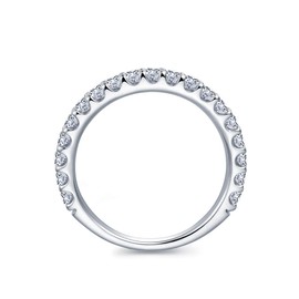 HAFEEZ CENTER Moissanite Wedding Bands for Women, Moissanite Rings for Women, Sterling Silver Rings, 2.5mm Half Eternity Wedding Rings for Women (White-Gold, 10.5)