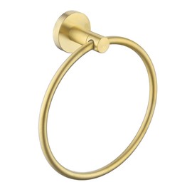 KES Hand Towel Holder Brushed Gold, Round Towel Ring Gold Towel Hanger Wall Mounted SUS304 Stainless Steel, A2180DG-BZ