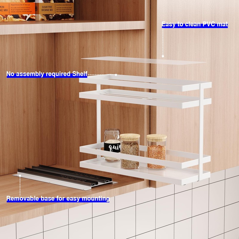 Mustorn 2 Pack Pull Out Spice Rack Organizer for Cabinet,