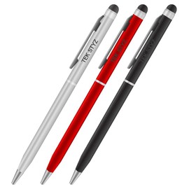 PRO Stylus Pen Works for Motorola Moto G Pure with Ink, High Accuracy, Extra Sensitive, Compact Form for Touch Screens [3 Pack-Black-Red-Silver]