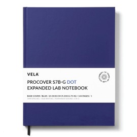 Vela Sciences Advanced S7B-G Expanded ProCover Lab Notebook, 9.25 x 11.75 in (23.5 x 30 cm), 144 Pages, Blue Synthetic Leather, Permanent Bound, 70lb Heavyweight Paper (1-Pack, Dot)