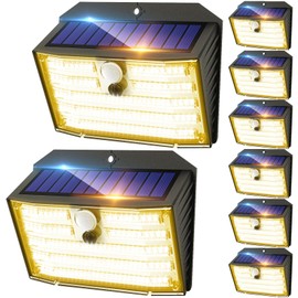 CLAONER Solar Lights Outdoor [𝟖 𝐏𝐚𝐜𝐤/126 LED], Wireless Motion Sensor Lights, IP65 Waterproof Security Lights 3 Modes, 270° Lighting Angle, Ultra-Bright Wall Lights for Deck Patio Fence Garage