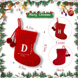 OJCHRLKF 8.5 Inches Mini Initial Monogram Embroidered Christmas Stocking Red,White with Cute Pockets Christmas Stocking Family Fireplace Hanging Ornament Xmas Holiday Decor Gift-Letter-Red-O-68