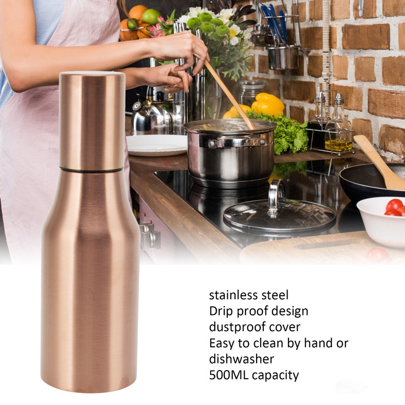 Oil Dispenser Bottle Stainless Steel Drip Proof Design Dustproof Cover