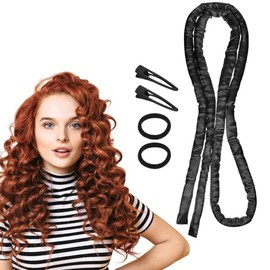 LunarCharm Heatless Curling Headband, Heatless Curlers with Small Hairpin, Overnight Curls with Thin Curlers for Sleeping, Black
