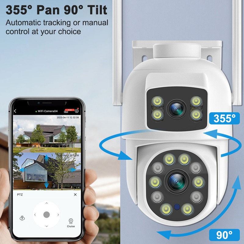 Dual Lens Security Camera 360° Pan Tilt Wireless Surveillance Camera