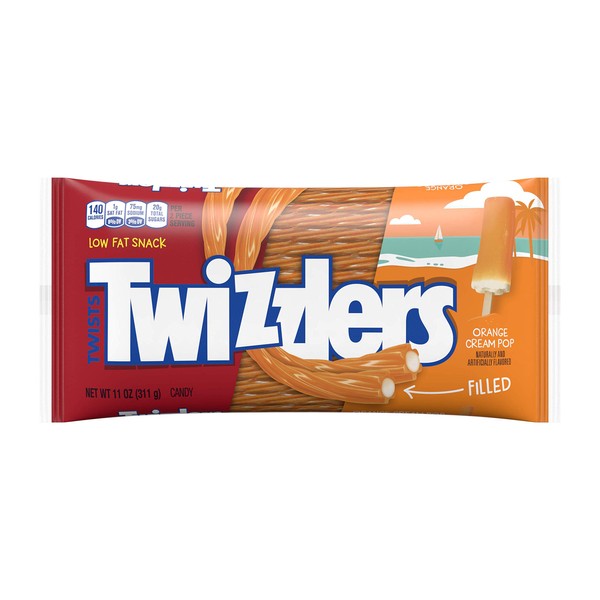 Twizzlers Orange Cream Pop Flavored Filled Twists, 12 Count