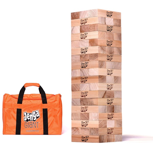 Jenga Giant JS7 (Stacks to Over 5 feet) Precision-Crafted Premium Hardwood Game with Heavy-Duty Carry Bag (Authentic JENGA Brand Game), Natural (01520-28)