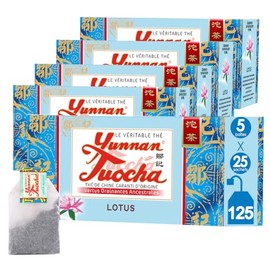 Yunnan tuocha Zouji Lotus tuocha Tea - 125 Tea Bags (Pack of 5 x 25) - 250 g - Tea from China with Guaranteed Origin