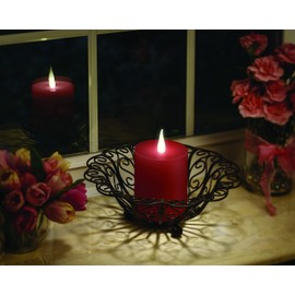 Xodus Innovations WC1684R 4 inch Flameless Battery Operated LED Wax Pillar Candle with Automatic Timer and Warm White 3D Flickering Flame, Red