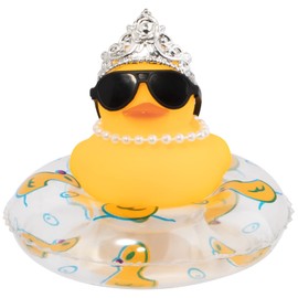 wonuu Car Duck Rubber Duck Car Ornaments Duck Car Dashboard Decorations with Cute Headband Swim Ring Necklace Sunglasses