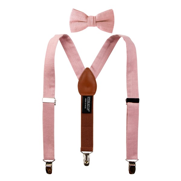 Spring Notion Boys' Linen Blend Suspenders and Bow Tie Set