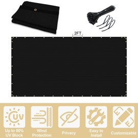 UPGRADE Privacy Screen Fence Customized 6x88 FT Black Outdoor HDPE Mesh Fabric for Construction Site Deck,Backyard,Patio with Zip Ties DZUG010