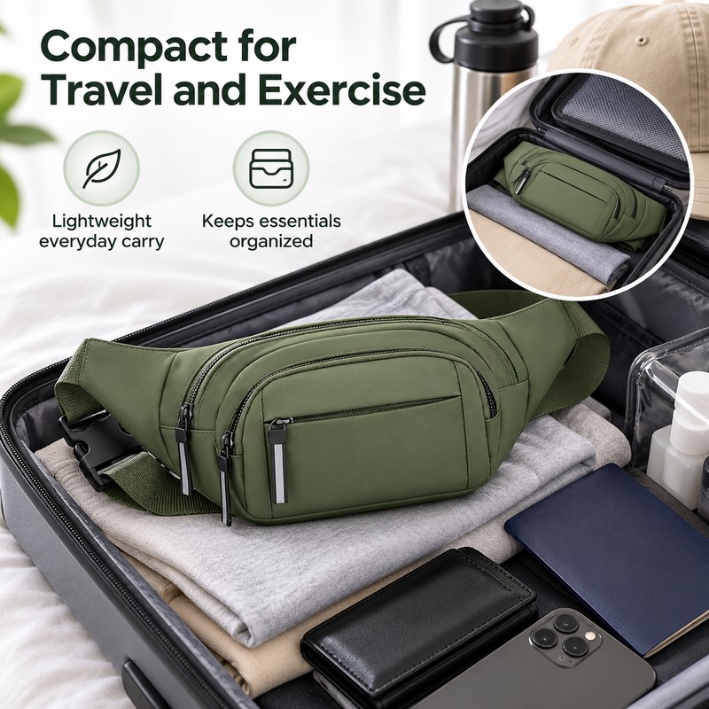 Running Waist Bag with Zippered Pockets – Slim Travel Money