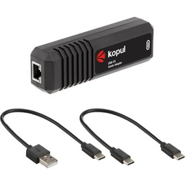 KOPUL 2-Channel USB I/O Adapter for Dante Network - 2-in/2-out Bidirectional Audio, RJ45 & USB-C Connectors, Plug-and-Play, 24-bit/48kHz, Rugged ABS Construction for Laptop, PC, MacBook & Smartphones